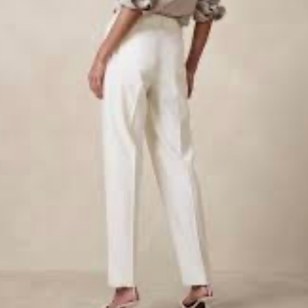 Banana Republic Off-White Barathea Italian Wool Tapered Pant Size 12 Long - Picture 16 of 16